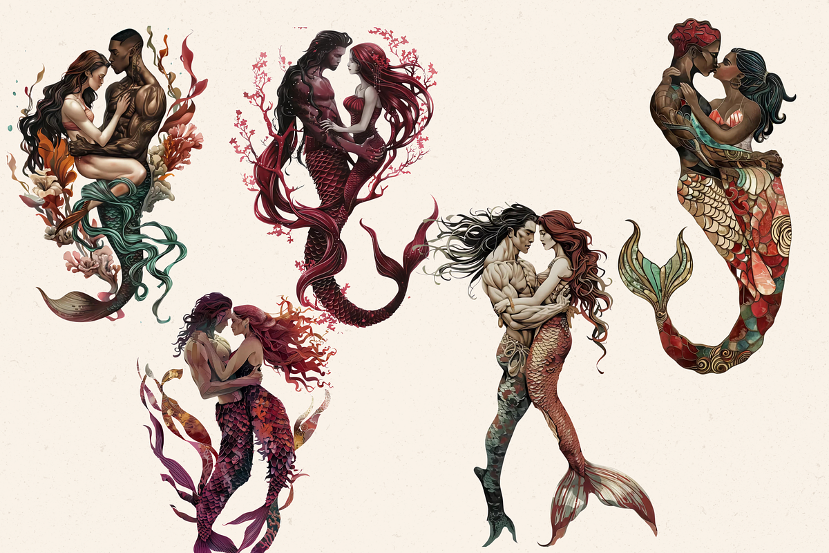 DEEP SEA LOVERS CLIPART PACK, a Person Illustration by Daring Digies (Photo 2 of 9)