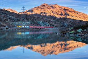 Bernina express train and alpine, a Transportation Photo by den-belitsky