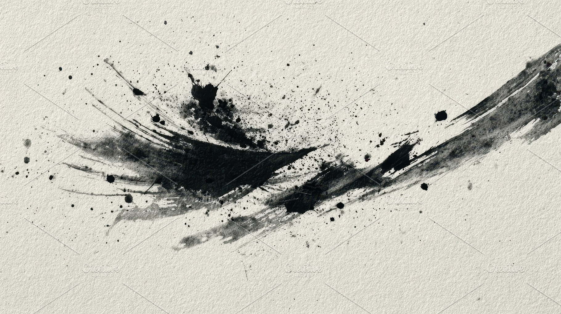 Abstract black ink splash artwork, a Photo by Pavel_design