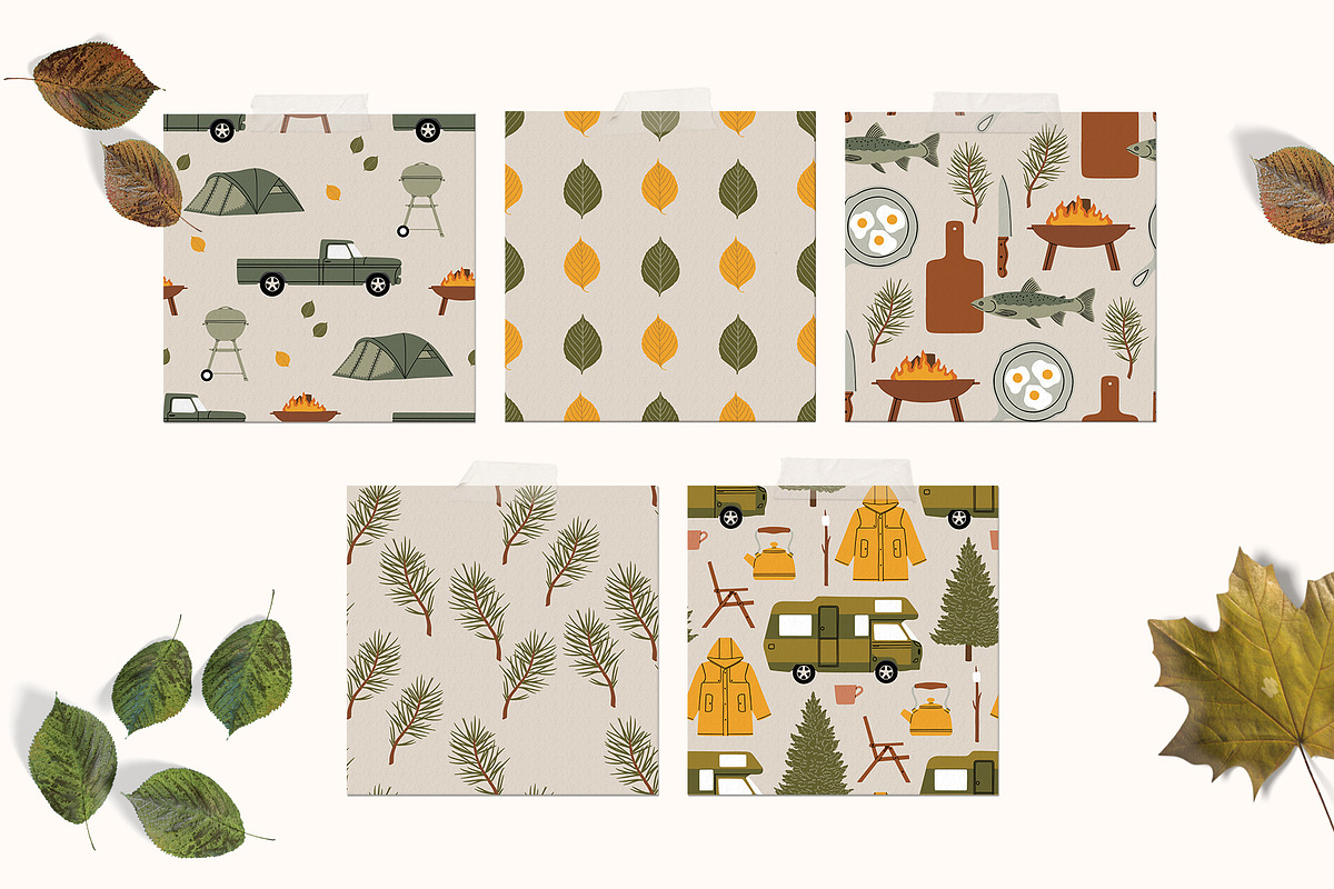 Camping Time Clipart & Patterns, a Pattern Graphic by Katerina Osa (Photo 6 of 6)