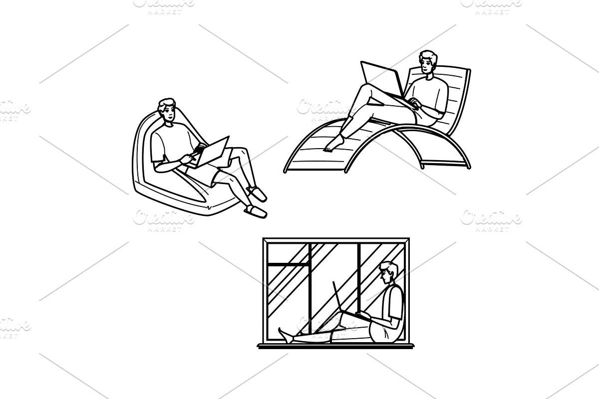 business remote work man vector, a Person Illustration by pikepicture