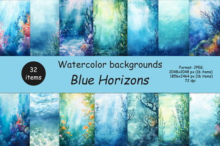 Watercolor Underwater Backgrounds