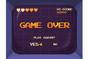 Game over screen. Retro arcade, a Technology Illustration by Stock-Smart-Start