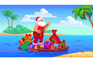 Santa Claus on sup puddle board
