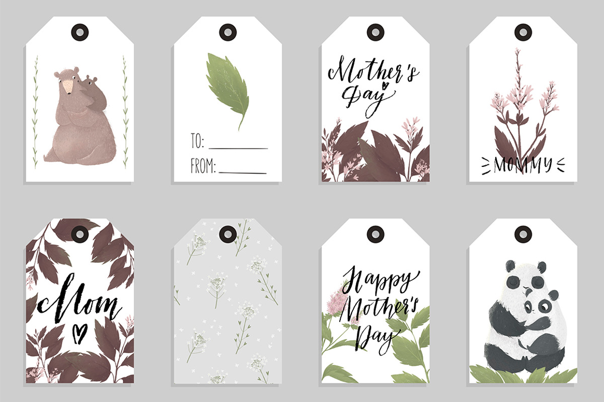 Mother's Day Cute Animals Set, an Animal Illustration by Artnis (Photo 4 of 6)