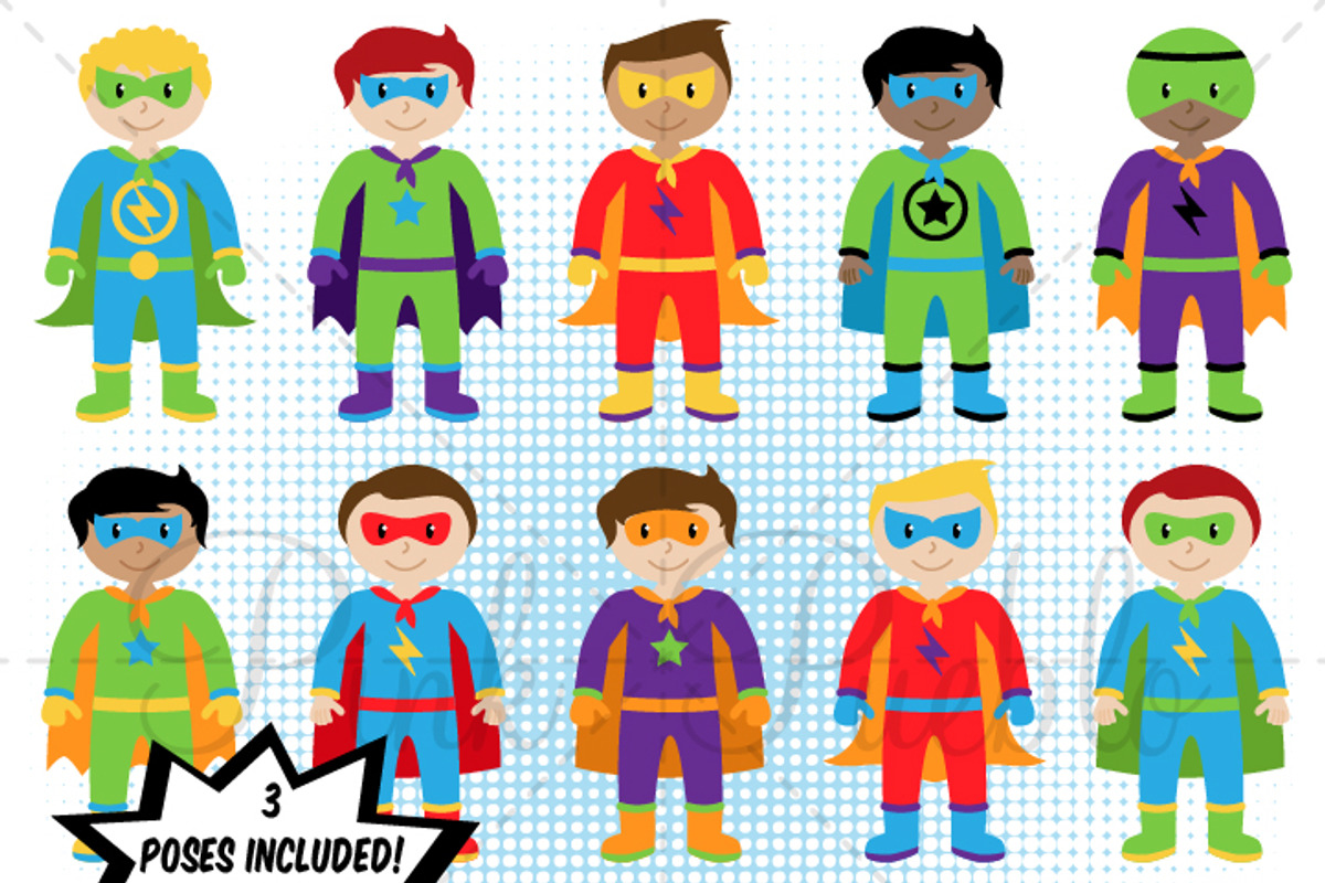 Boy Superhero Clipart & Vectors, an Illustration by PinkPueblo (Photo 1 of 3)