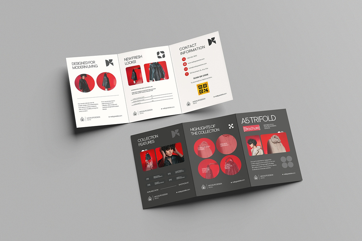 A5 Trifold Brochure Mockup, a Books & Magazine Mockup by hokagata (Photo 3 of 5)