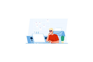 Smiling freelancer working from home, a Person Illustration by pikepicture