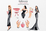 Elegant Halloween Watercolor Clipart, an Illustration by Marine art (Thumbnail 2 of 6)