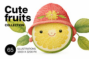 Cute fruits. 65 images, a Food Illustration by Handmadefont (Thumbnail 1 of 13)