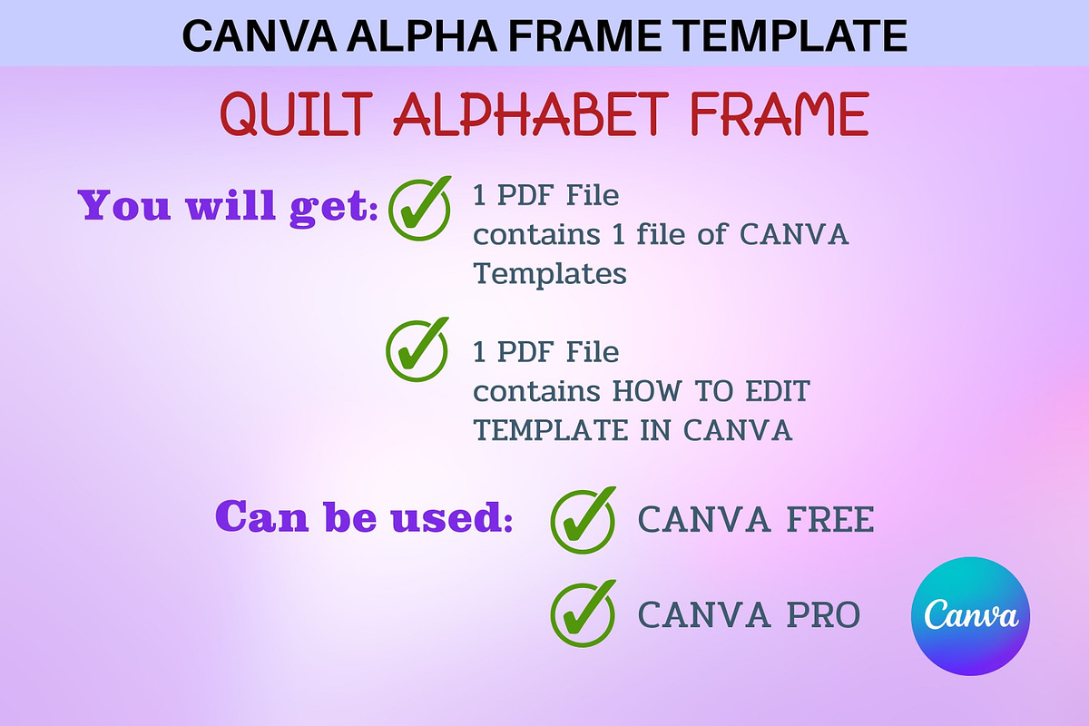 Quilt Alphabet Frame - Canva, a Marketing Template by Adalin Shop (Photo 4 of 4)
