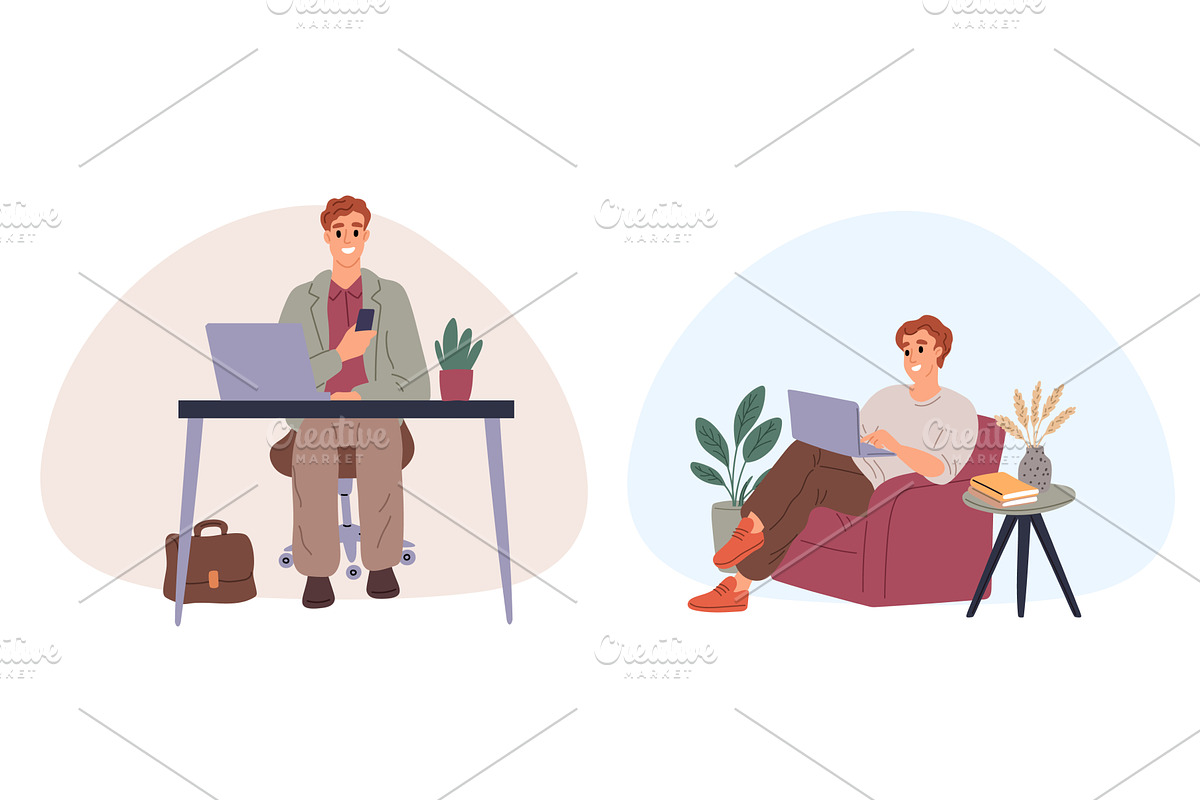 Working in office and home, a Person Illustration by Vectorbuum