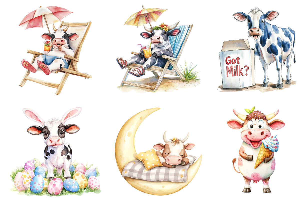 Funny Cow Sublimation Clipart, an Illustration by DreamArtGraphic (Photo 4 of 4)