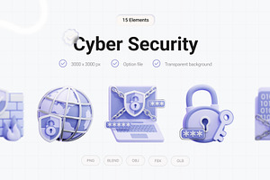 Premium Cyber Security 3D Icon Pack, a 3D by graficonstuff