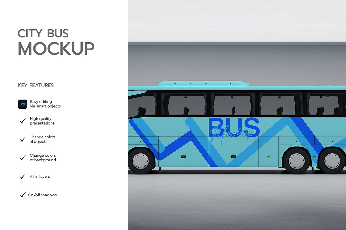 City Coach Bus Mockup Template, an Advertising Mockup by graphypix (Photo 2 of 4)