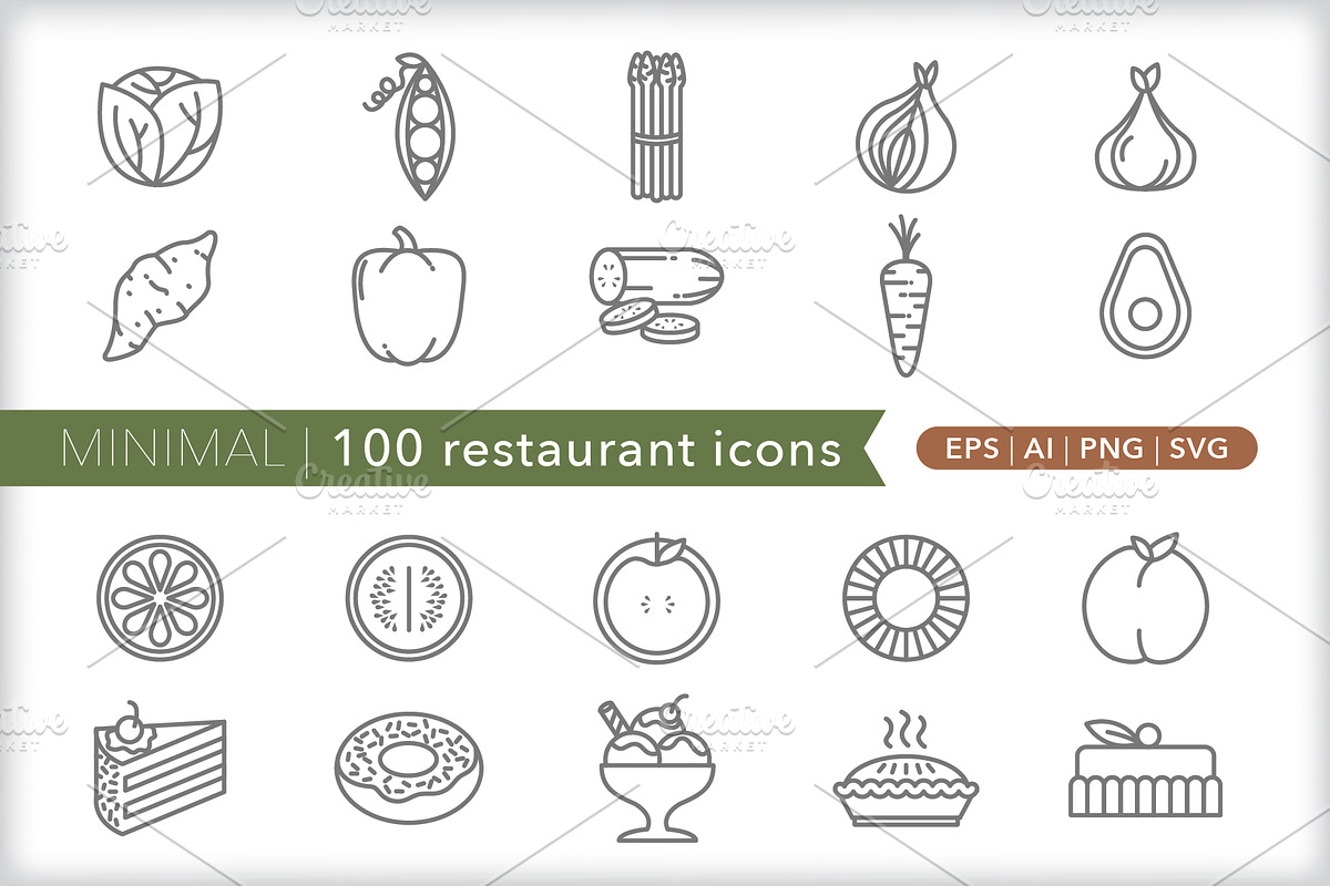 Minimal 100 restaurant icons, an Outline Icon by Picture Window (Photo 6 of 10)