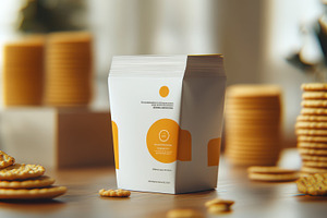 Artistic display of cookies, packagi, a Background Photo by Pixeness Studio