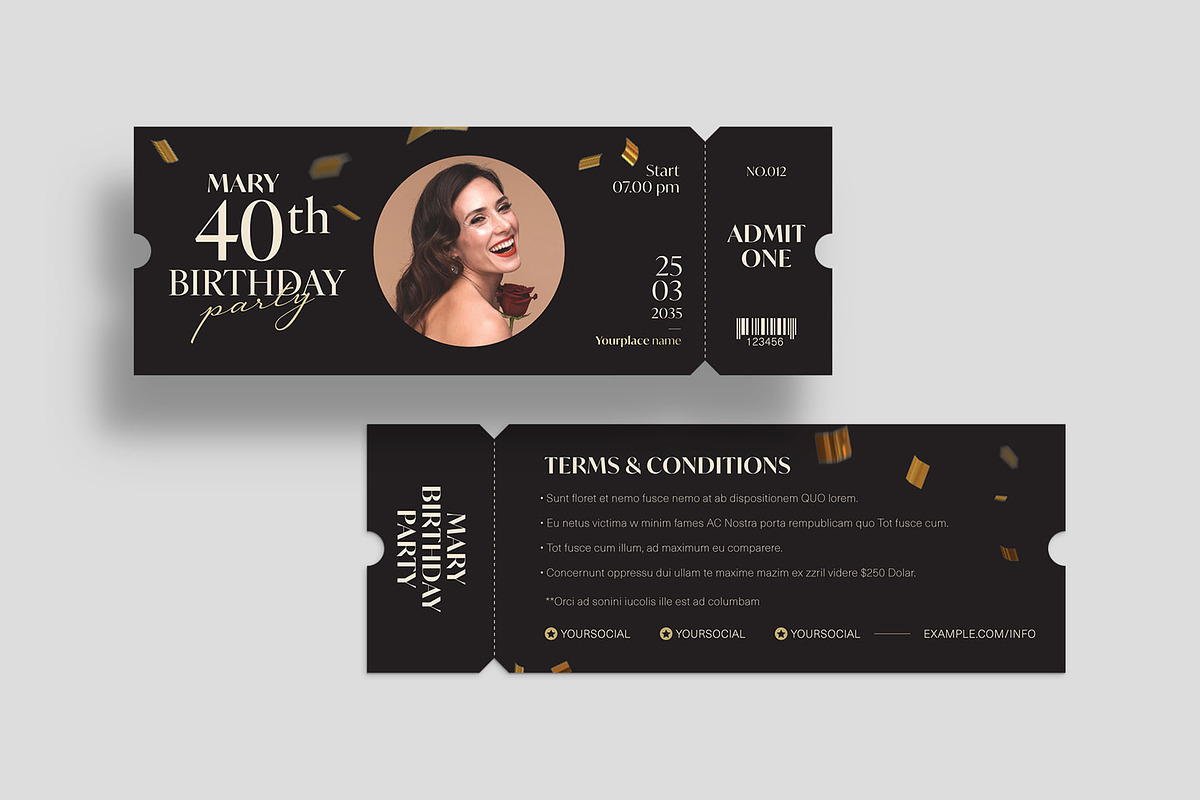 Birthday Party Ticket Template, an Invitation Template by BrandPacks (Photo 5 of 5)