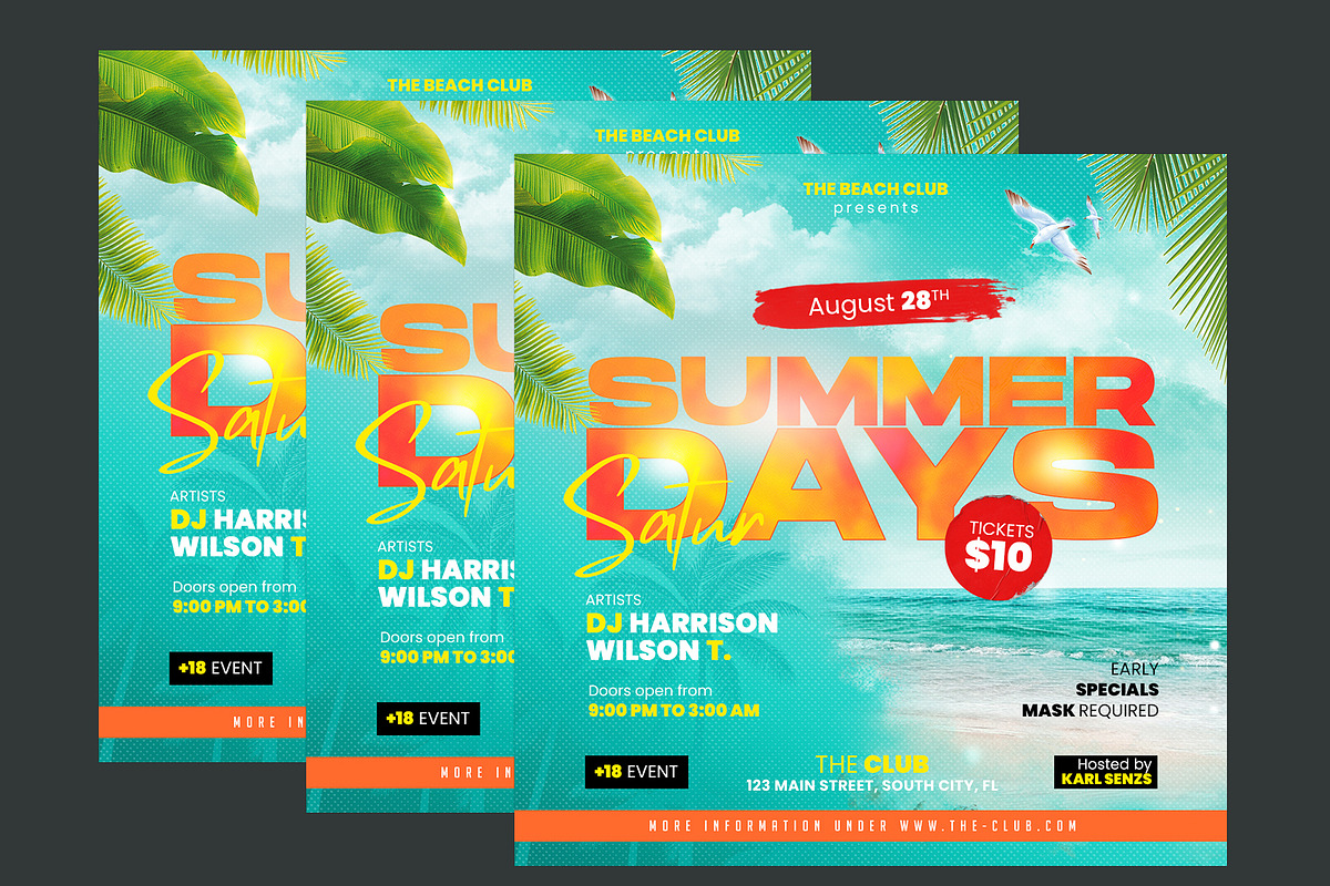 Summer Party Flyer, a Flyer Template by Corrella Design (Photo 2 of 2)