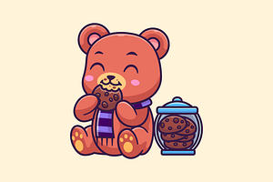 Cute Bear Eating Cookies With Cookie, an Animal Illustration by Catalyst Labs