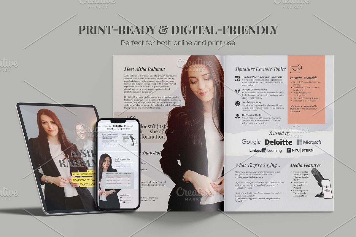 Modern Speaker Media Kit Template, a Brochure Template by Oshin Design (Photo 3 of 7)