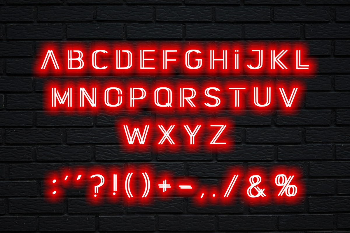 SUPER GLOW NEON LIGHT FONT, a Blackletter Font by Fourteen Letter (Photo 6 of 10)
