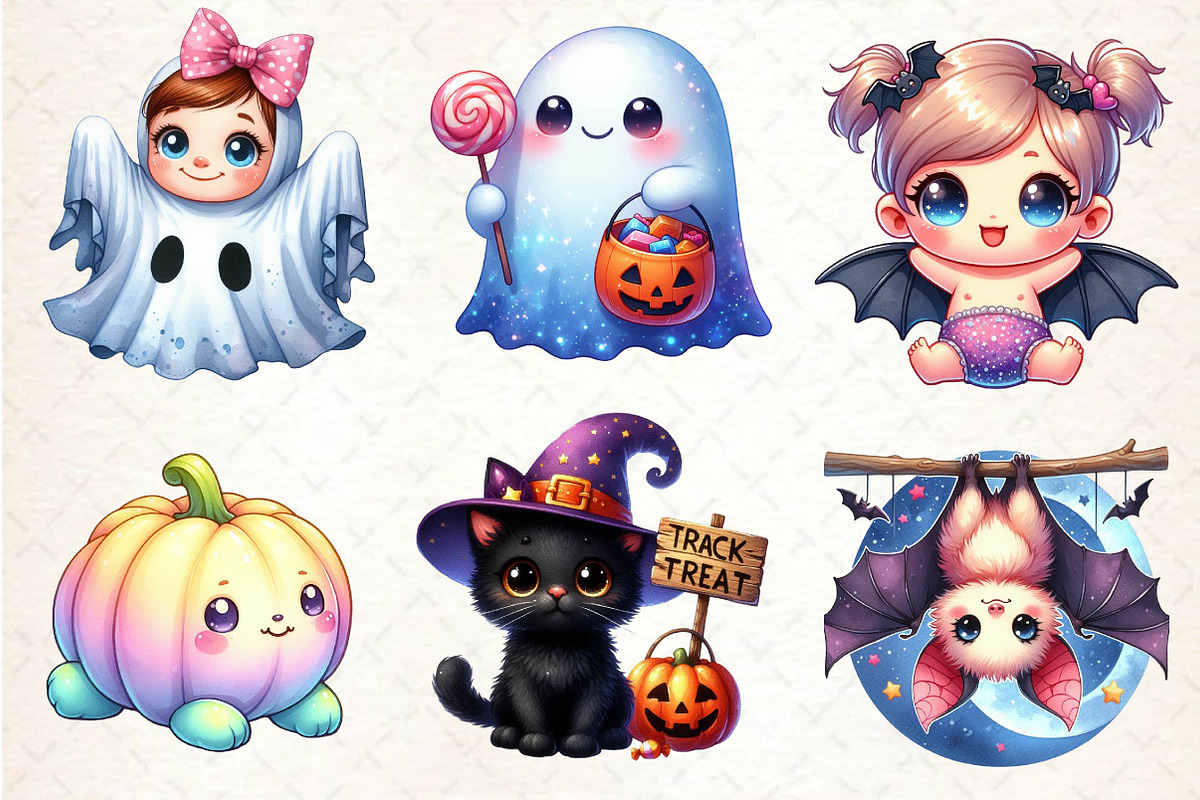 Kawaii Baby Halloween Clipart, an Illustration by Dream Creation (Photo 3 of 6)