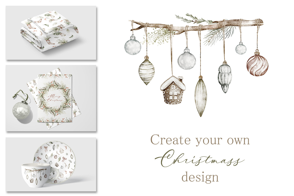 Boho‑Nordic Christmas Watercolor Set, a Seasonal Illustration by LenArt (Photo 16 of 17)