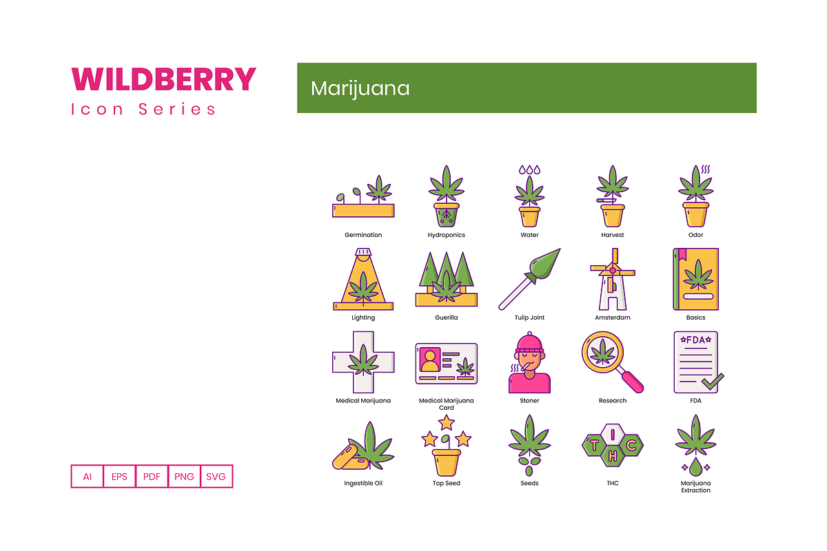 Marijuana & Weed Icons | Wildberry, an Outline Icon by Flat Icons