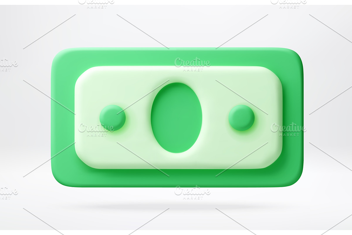 Green money bill in 3d style., a Finance Illustration by Abscent
