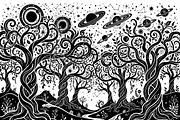 50 Mystical Galaxy Forest Silhouette, a Technology Illustration by Amazin_art (Thumbnail 32 of 41)