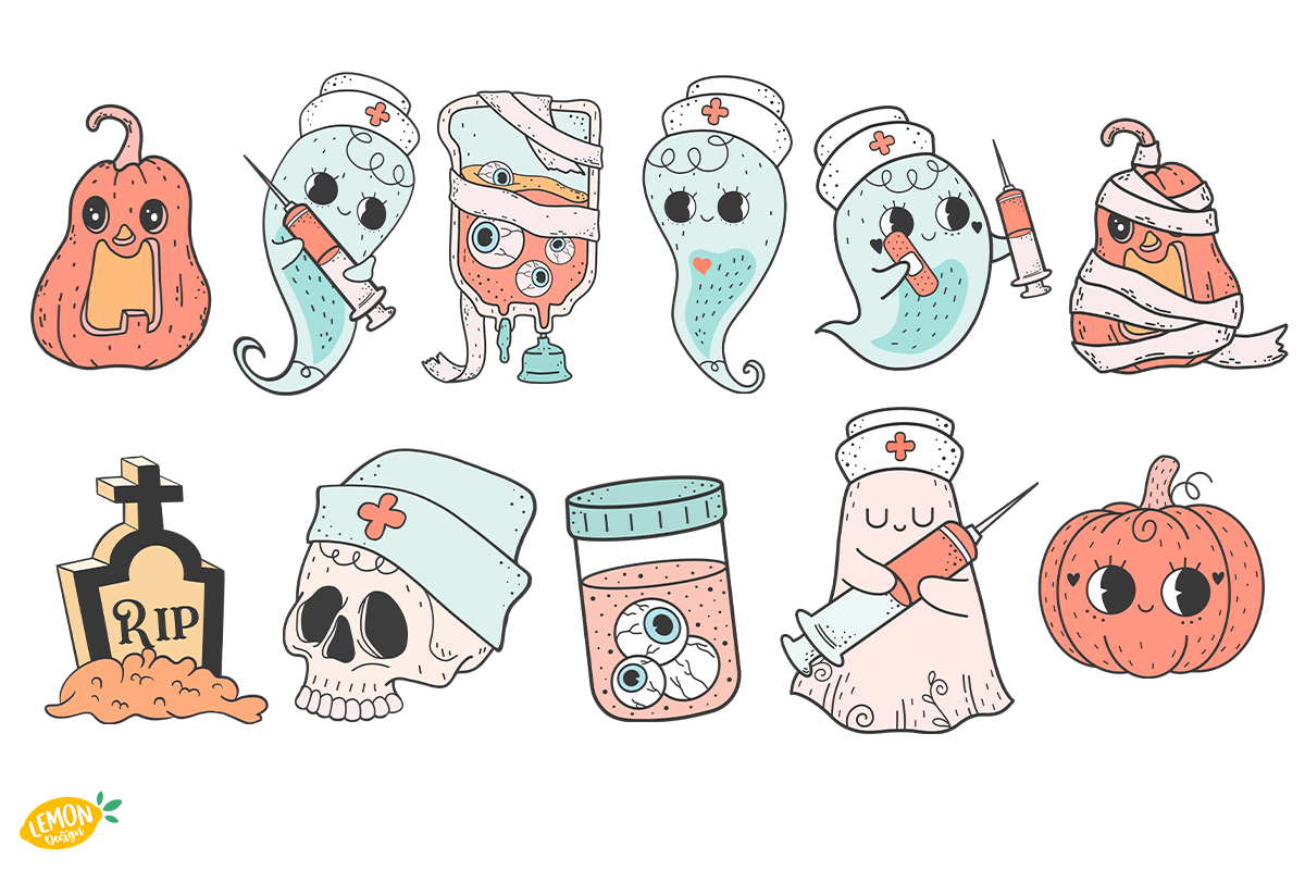 Halloween Nurse PNG Clipart Bundle, a Seasonal Illustration by LemonDesign (Photo 2 of 3)