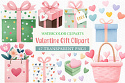 Watercolor Valentine Gift Clipart, an Illustration by Craft Nest (Thumbnail 1 of 10)