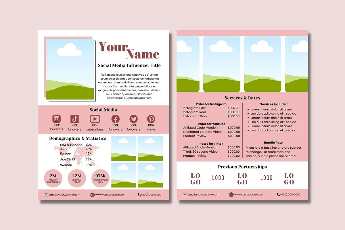 Two Page Media Kit in Pink, a Templates & Theme by ProductiveandFree (Photo 10 of 11)