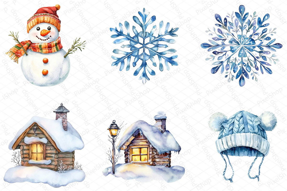 Watercolor Cute Winter Clipart Bundl, an Illustration by DreamPrint404 (Photo 3 of 7)