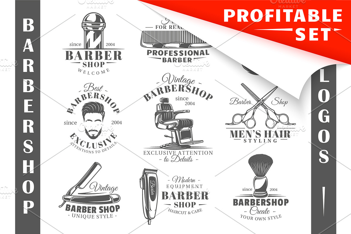 18 Barbershop Logos Templates, a Branding & Logo Template by Art Design (Photo 1 of 19)
