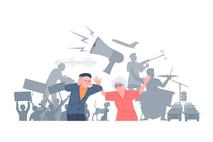 Noise pollution. Old people covers, a Person Illustration by LadadikArt