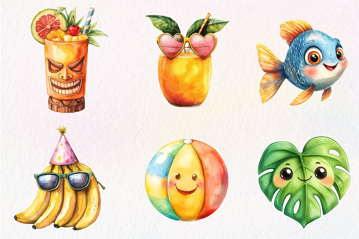 Tropical Clipart Watercolor, Tropica, an Illustration by CreationArt (Photo 4 of 9)