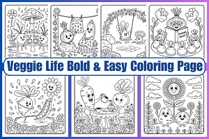 Veggie Life Coloring Pages For Kids, a Decorative Illustration by Coco Bloom