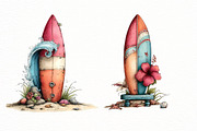 Whimsical summer surfboard clipart, an Illustration by Designworld (Thumbnail 5 of 8)