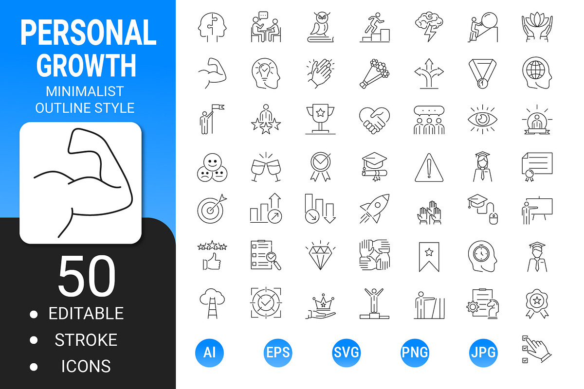 Growth minimalist outline icon set, an Outline Icon by Icons (Photo 1 of 3)