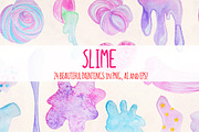 24 Fluffy Crunchy Slime Watercolors, a Decorative Illustration by Violet LeBeaux (Thumbnail 1 of 3)