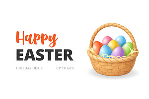 Happy Easter holiday sale banner, an Object Illustration by GraphiShop