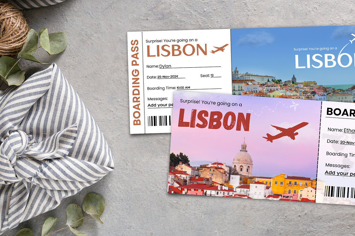 Lisbon Boarding Pass Template, a Card Template by Snapybiz (Photo 7 of 10)