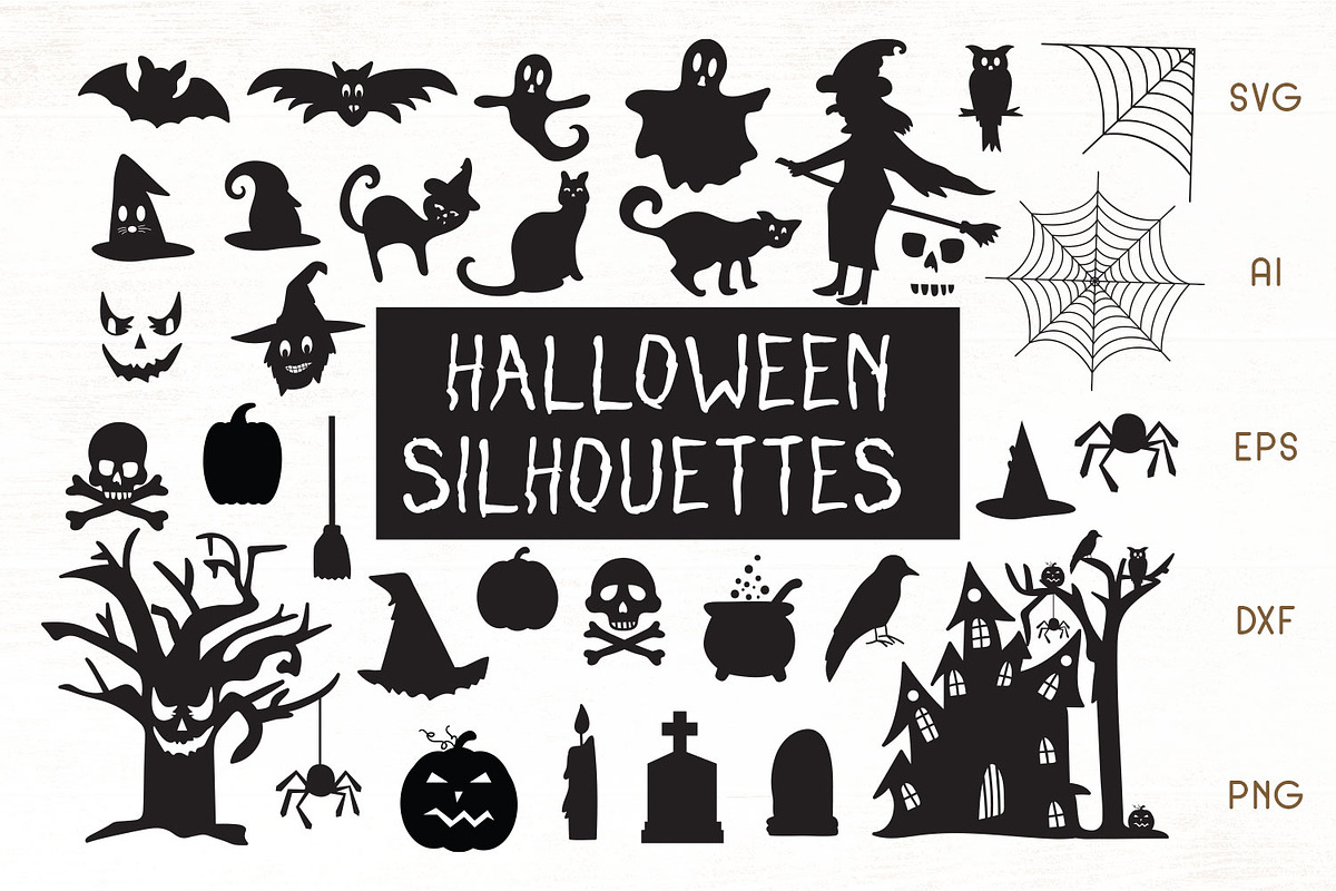Halloween Silhouettes - Cliparts, a Decorative Illustration by Dasagani (Photo 1 of 4)