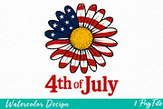 American Flag Flower 4th of July, an Illustration by Watercolor design (Thumbnail 1 of 3)
