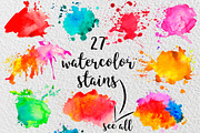 27 watercolor stains, a Texture Graphic by Ksusha shop (Thumbnail 1 of 4)