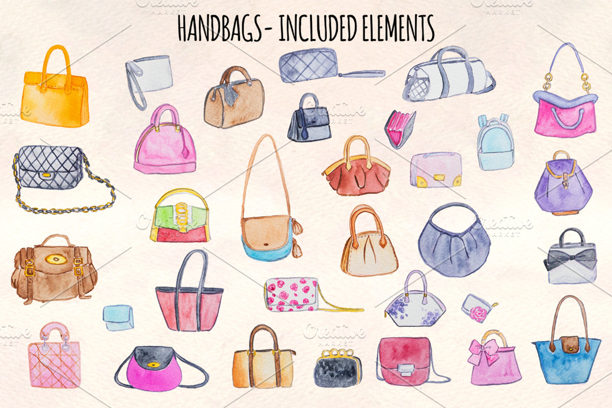 32 Womens Handbags Purses Watercolor, an Illustration by Violet LeBeaux (Photo 2 of 3)