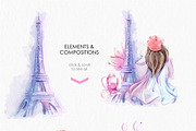 Paris watercolor clip art, an Education Illustration by katmonne (Thumbnail 2 of 10)