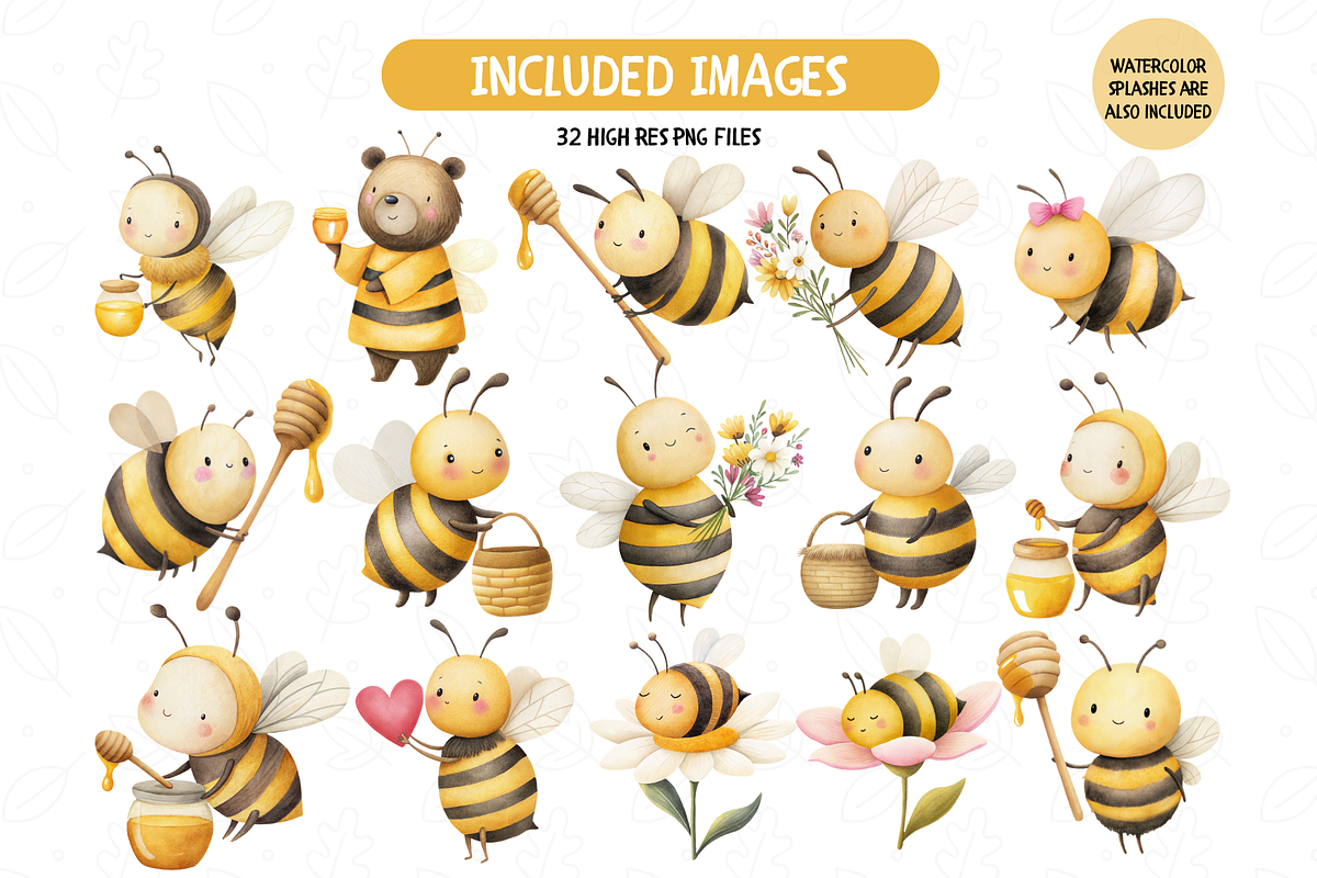 Garden Honey Bee Illustrations, an Illustration by TatiMockup (Photo 2 of 4)